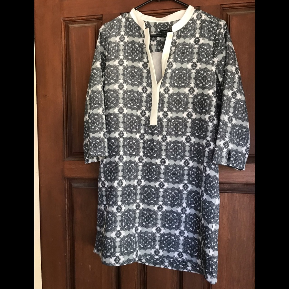 J Crew shirt dress.  Size 4.  Gray and white.